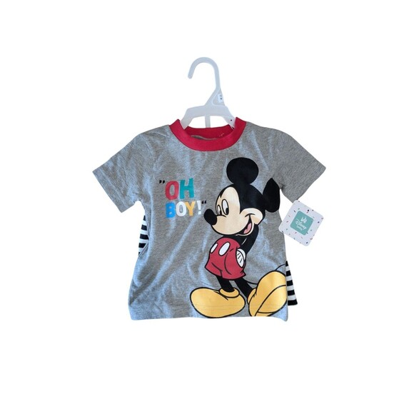 DISNEY Mickey Mouse 2pc outfit shirt and shorts set "Oh Boy!"  Sz 12 Month NWT - Picture 1 of 2